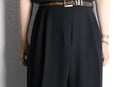 black poly wide tapered slacks