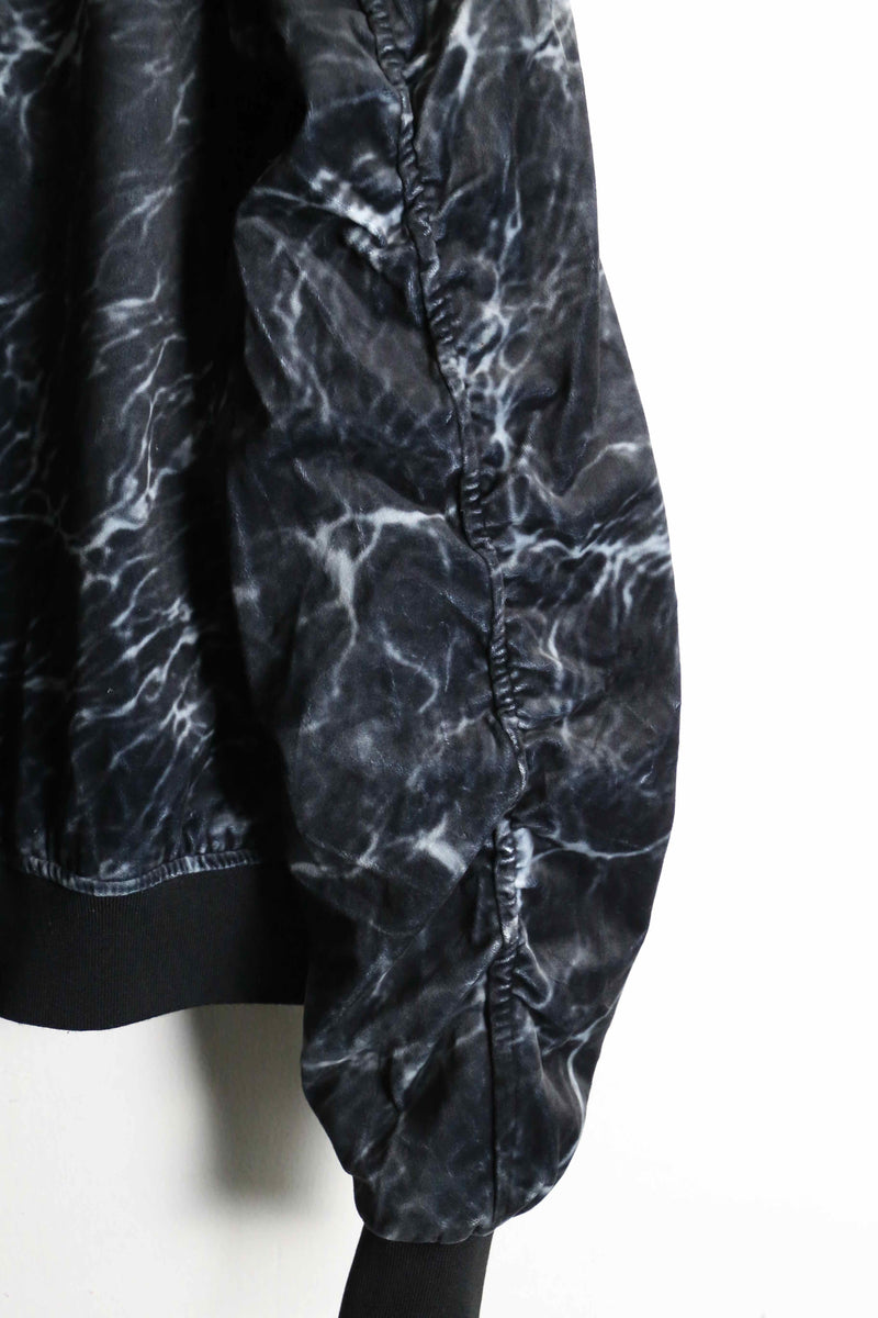 monotone marble pattern velour blouson