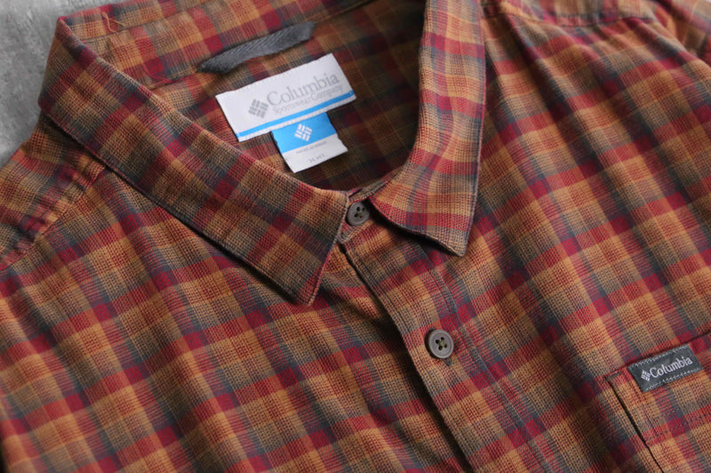 “Columbia” warm color tartan check shirt