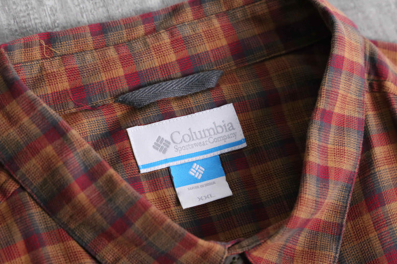 “Columbia” warm color tartan check shirt