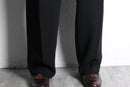 black poly wide tapered slacks