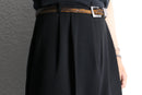 black poly wide tapered slacks