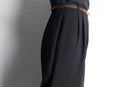 black poly wide tapered slacks