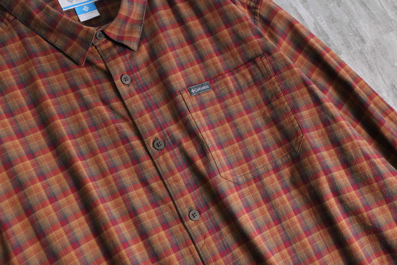 “Columbia” warm color tartan check shirt