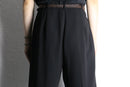 black poly wide tapered slacks