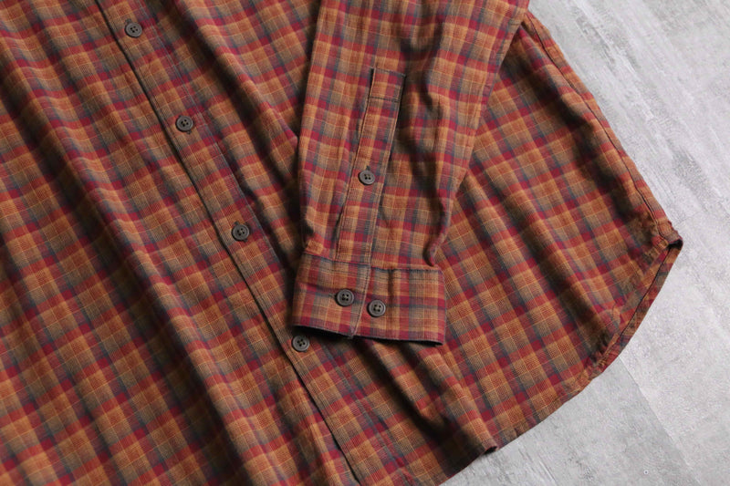 “Columbia” warm color tartan check shirt