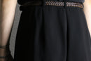 black poly wide tapered slacks