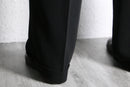 black poly wide tapered slacks