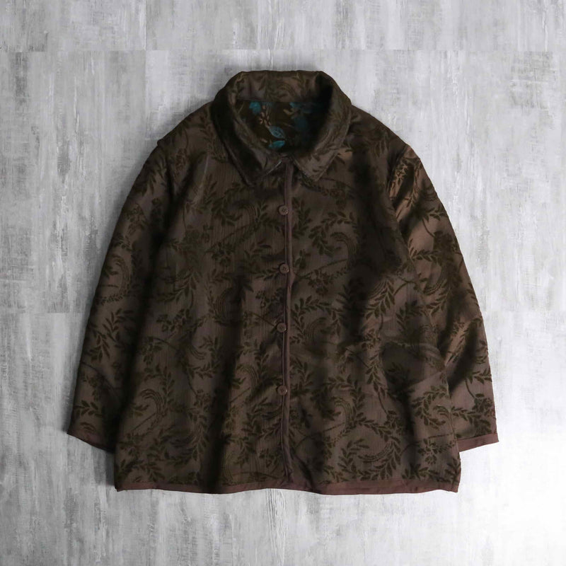 botanical embroidery design reversible jacket