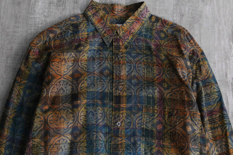obelisk × check pattern cotton shirt