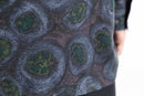 dark tone circle design open collar shirts