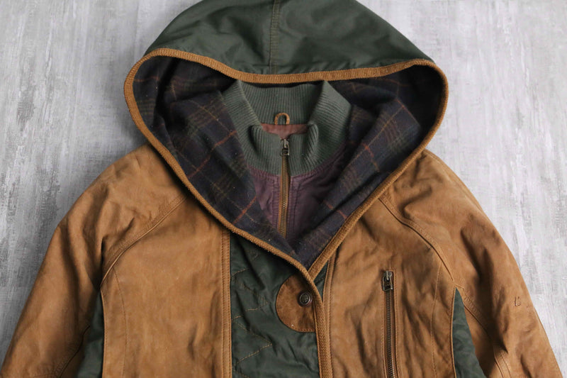 switch design leather hoodie