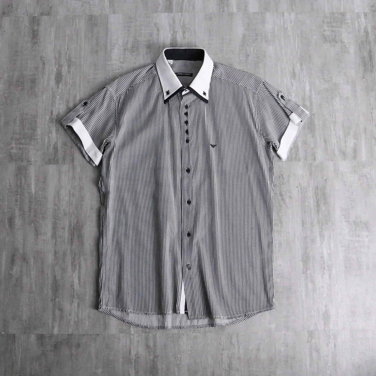 GIORGIO ARMANI” stripe short sleeve shirt