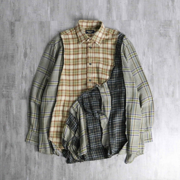 "Re:make" loose size docking check shirt pullover