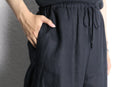 black linen wide easy pants