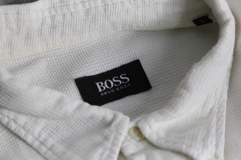 “BOSS” white waffle textile B.D S/S shirt