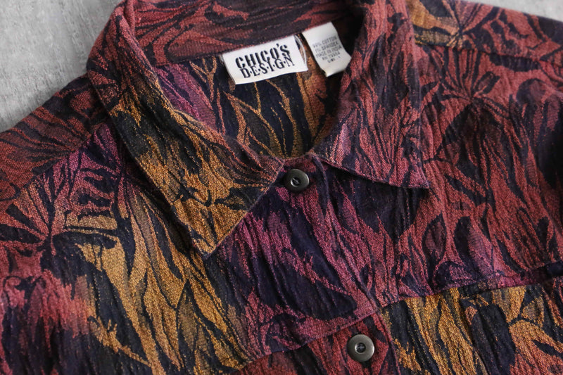 “CHICO'S” warm color botanical jacquard jacket