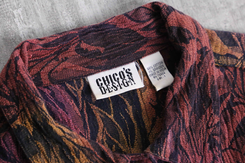 “CHICO'S” warm color botanical jacquard jacket