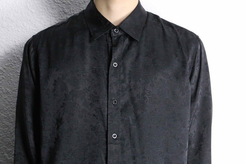 black flower pattern jacquard rayon shirt