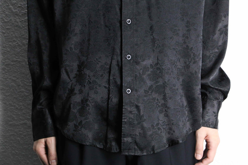 black flower pattern jacquard rayon shirt
