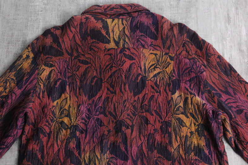 “CHICO'S” warm color botanical jacquard jacket