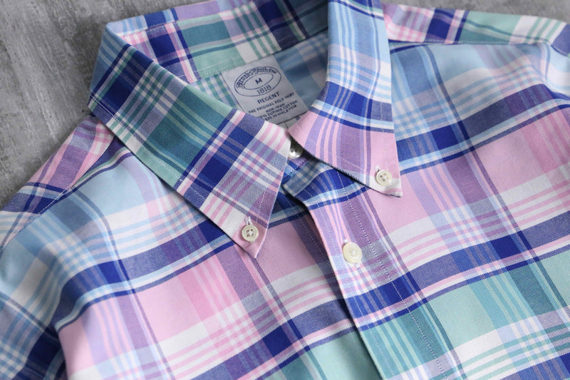 "Brooks Brothers" madras check button down shirt