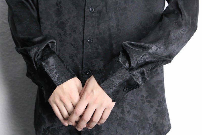 black flower pattern jacquard rayon shirt
