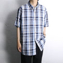 blue plaid oversized s/s BD shirt