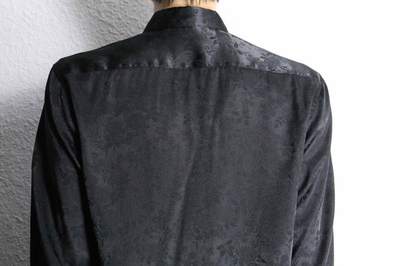 black flower pattern jacquard rayon shirt