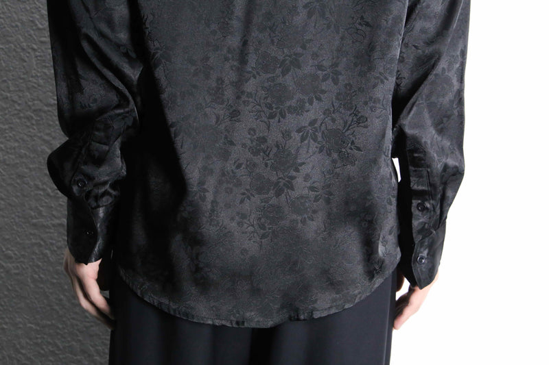 black flower pattern jacquard rayon shirt