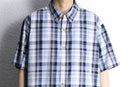 blue plaid oversized s/s BD shirt