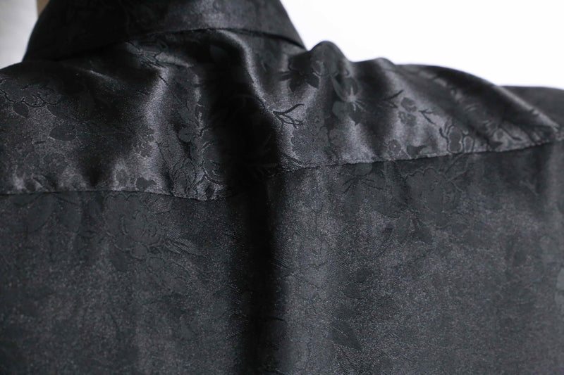 black flower pattern jacquard rayon shirt