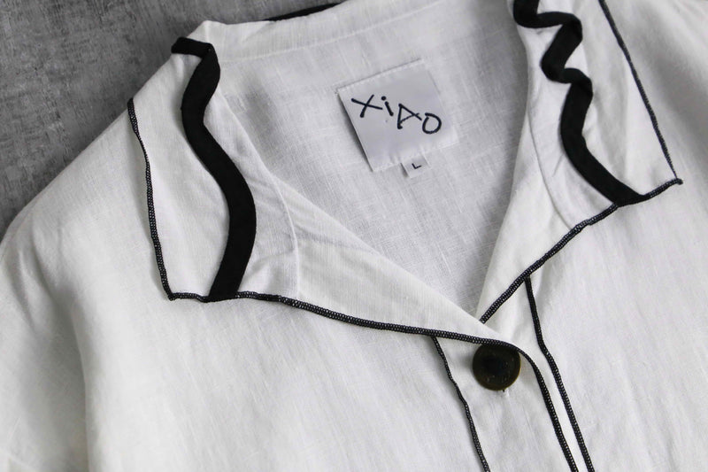 ethnic design monotone linen shirt jacket