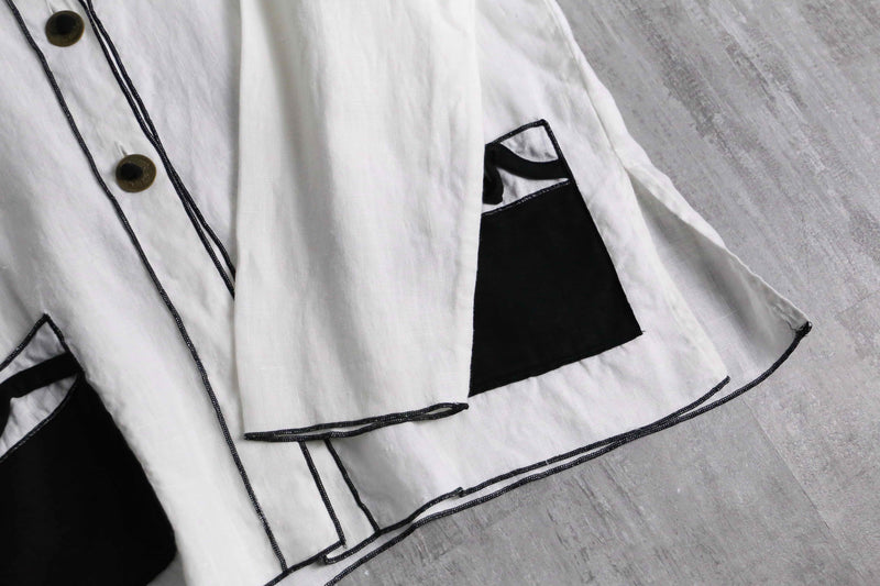 ethnic design monotone linen shirt jacket