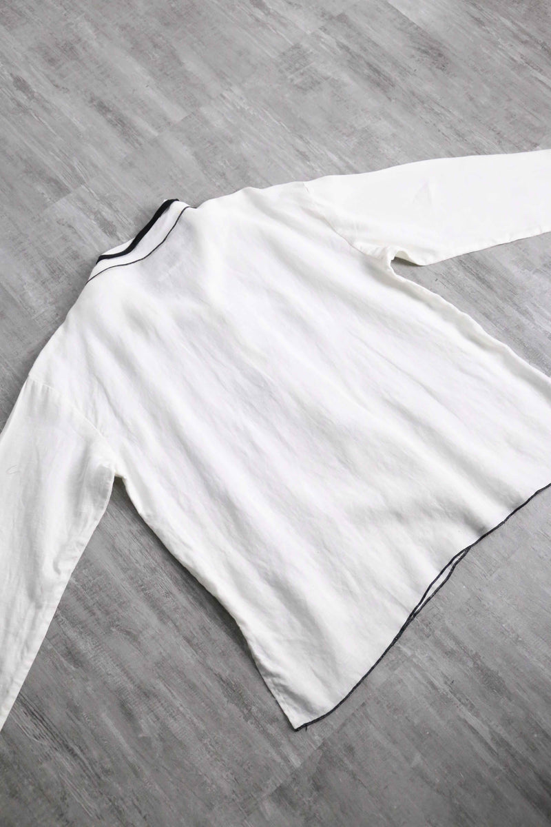ethnic design monotone linen shirt jacket