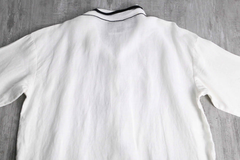 ethnic design monotone linen shirt jacket