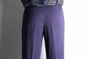 purple wide tapered slacks