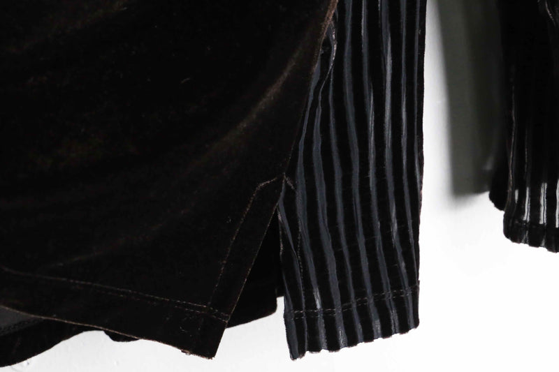 wrinkles design black sheer open collar shirt