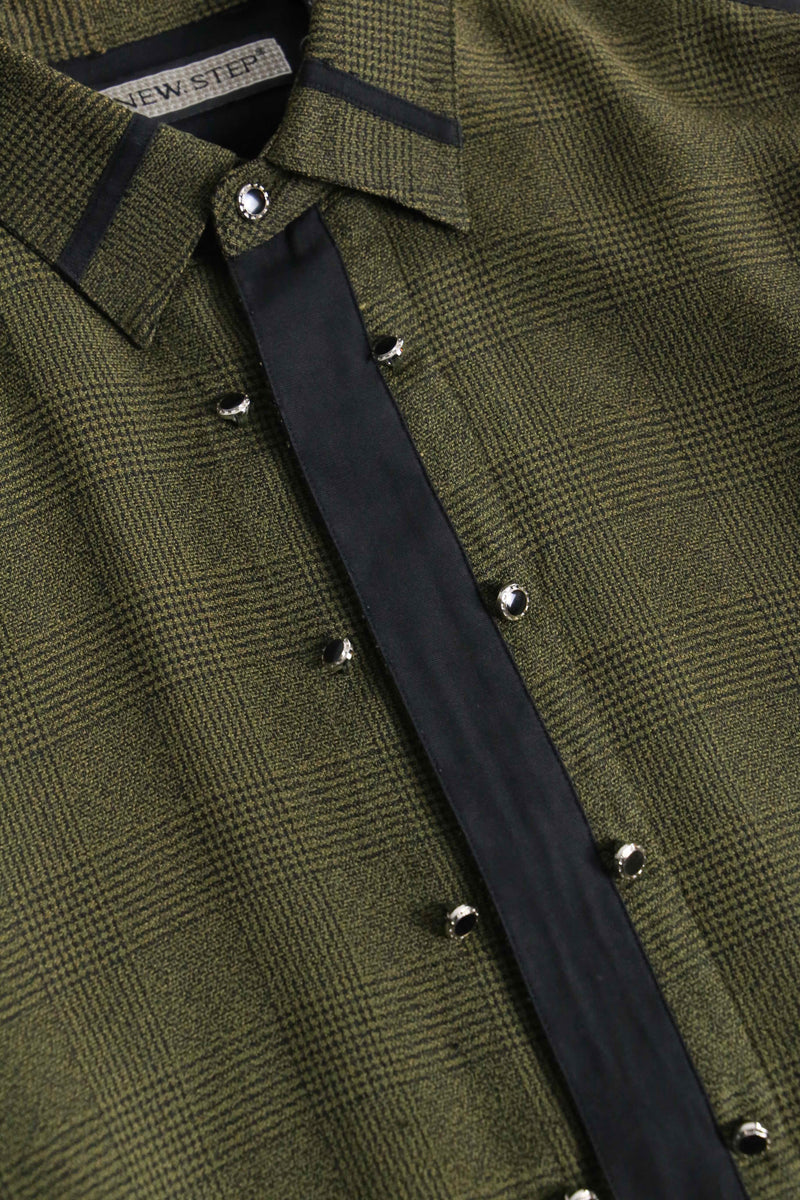 two tone rayon poly check shirt