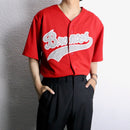 90-00's red oversized baseball shirt with number 21