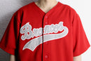 90-00's red oversized baseball shirt with number 21