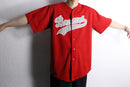 90-00's red oversized baseball shirt with number 21