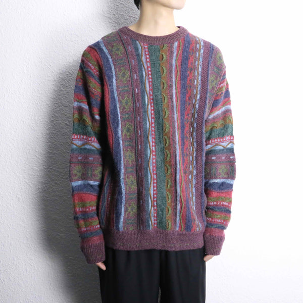 mohair blend 3D knit sweater