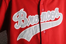 90-00's red oversized baseball shirt with number 21