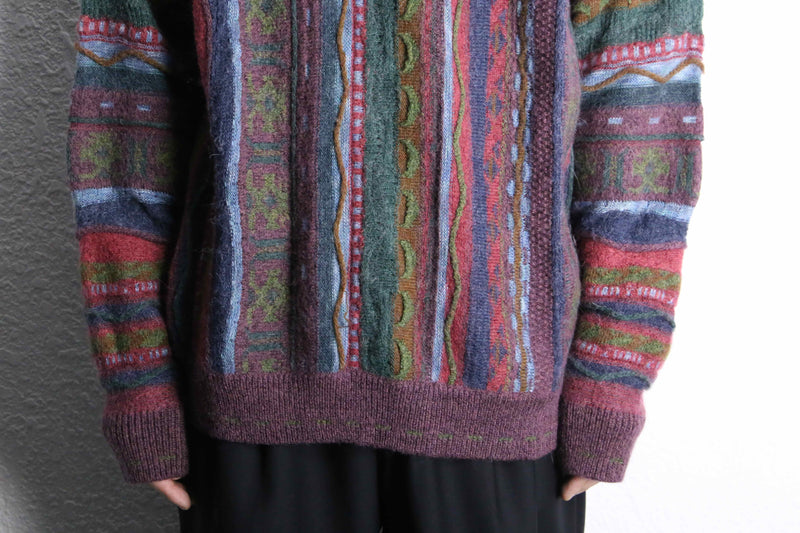 mohair blend 3D knit sweater