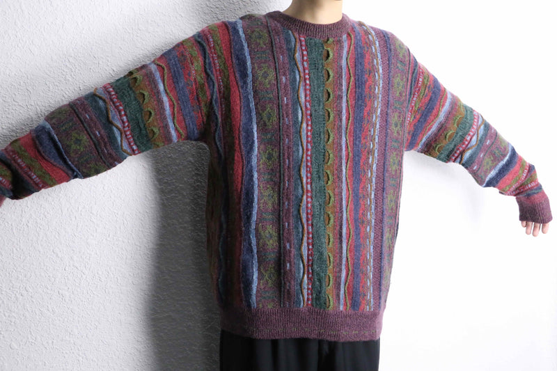 mohair blend 3D knit sweater