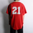 90-00's red oversized baseball shirt with number 21