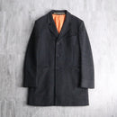 “KENZO”orange quilted lining wool chester coat