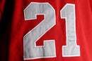 90-00's red oversized baseball shirt with number 21
