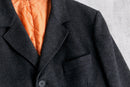 “KENZO”orange quilted lining wool chester coat